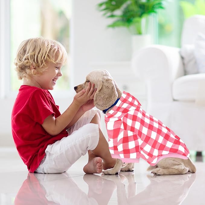 GreenJoy Plaid Dog Sweaters Hoodies Sweatshirts for Dogs Cats, Warm and Soft Cold Weater Coats for Christmas (Pink, X-Small)