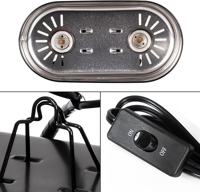 REPTI ZOO Reptile Heat Lamp Combo Pack with Dual Reptile Light Fixture, 100W Intense Basking Spot Light UVA Daylight Heating Lamp & 26W Energy Saving UVA UVB Bulb Spiral Compact Bulb 10.0