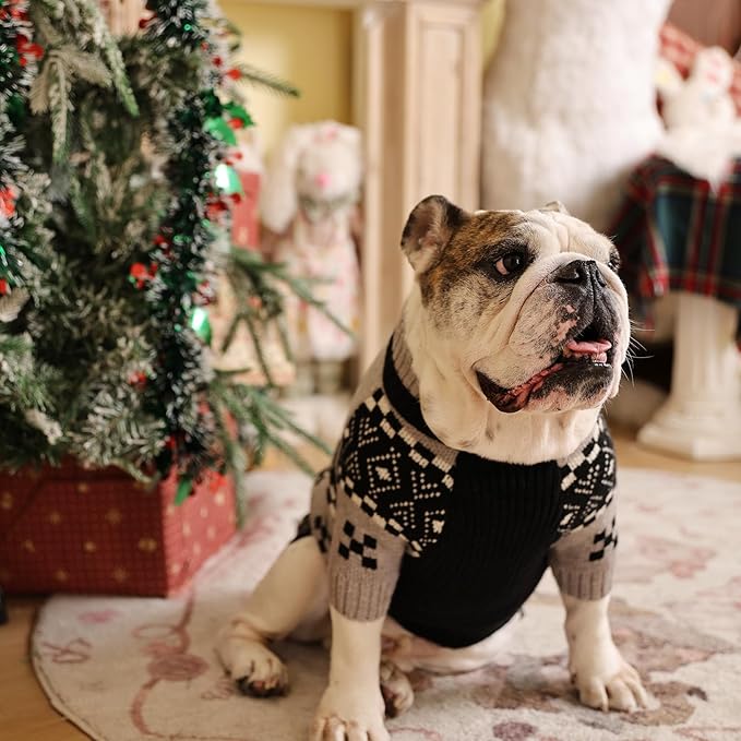 ROZKITCH Long Sleeve Dog Sweater for Large Dogs, Breathable Knit Sweatshirt with Fair Isle Pattern, Warm Winter Pet Clothes for Extra Large Dogs Easy to Wear Grey 5XL