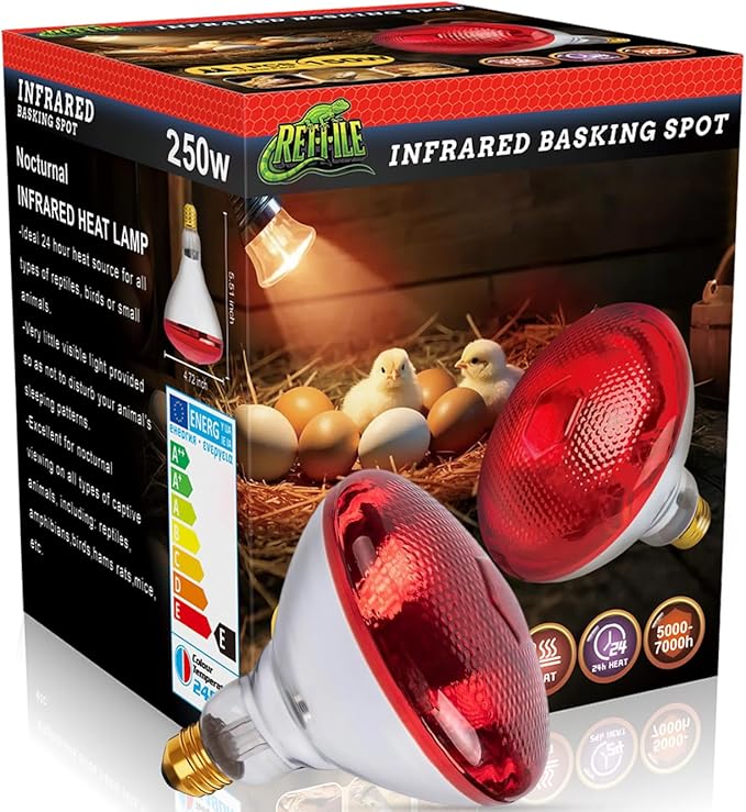 Infrared Heat Lamp for Chickens, 250 Watts Red Heat Lamp Bulb, Heat Light Bulb for Brooder Coop, Food Service, Chicks, Pet, Reptile, 1 Pack