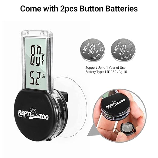 REPTI ZOO Magnetic Reptile Thermometer and Humidity Gauge, Digital LCD Temperature Humidity Monitor, Tank Terrarium Temp and Humidity Meter Accessories for Bearded Dragon, Snake, Hermit Crabs, Gecko