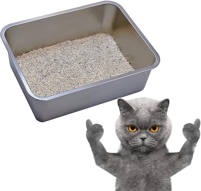 Stainless Steel Pet Litter Box XL6, 24"x16"x6" for Cat, Dog & Rabbit, Corrosion Resistant Easy Clean No Residue Build Up Never Absorbs Odor Stains Rusts Durable Pan (XL (24"x16"), 6" Deep)