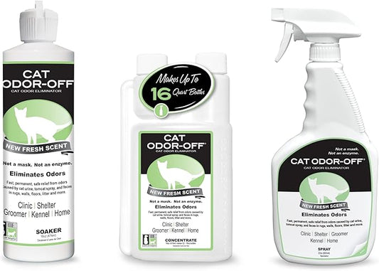 Thornell Cat Odor-Off Fresh Scent Concentrate Pet Smell Odor Eliminator Bundle – Cat Odor Eliminator Concentrate for Pet Urine Odor, Tomcat Spray for Cat Urine Smell, Feces on Carpet & Litter Boxes