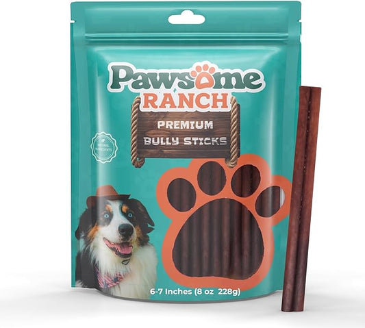 6-7" (8 oz - 227g) Bully Sticks for Dogs - Natural Single Ingredient Dog Treats for Small/Medium/Large Dogs - Long-Lasting Dog Chews - Promotes Dental Health - Premium Bully Sticks