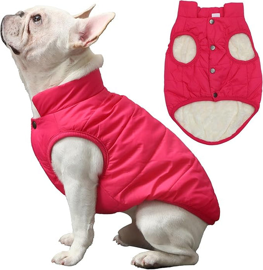 2 Layers Fleece Lined Warm Dog Jacket for Winter Cold Weather,Soft Windproof Large Dog Coat,Pink XXXL