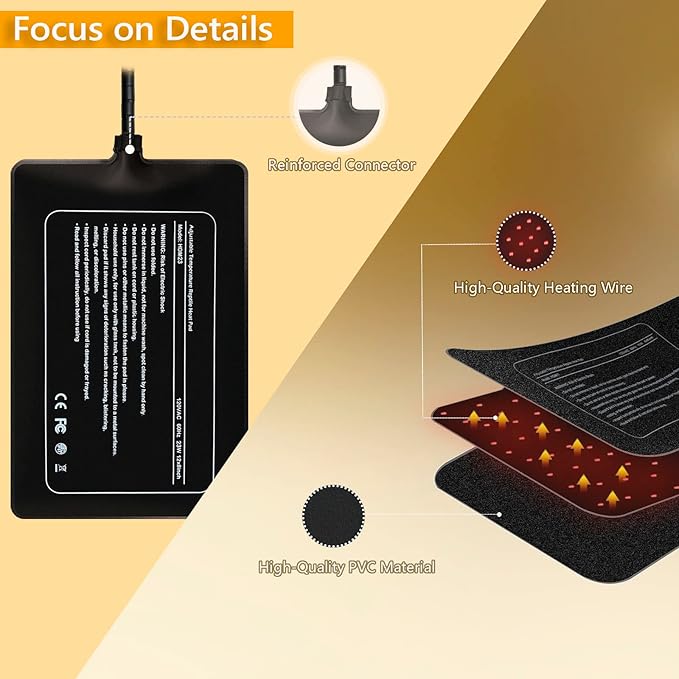 Reptile Heating Pad with Temperature Adjustment, FIPASEN 8x12 Inch Under Tank Heat Pad for Reptiles/Tortoise/Snakes/Lizard/Gecko/Hermit Crab/Frog/Spider/Insect Breeding -Upgraded Terrarium Heating Pad