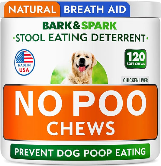 No Poo Chews for Dogs - Coprophagia & Stool Eating Deterrent with Probiotics, Digestive Enzymes & Breath Aid Support - Stop Dog Poop Eating - Made in USA - 120 Soft Chews