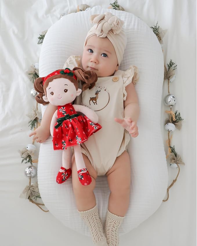 Soft Baby Doll Toys for Girls (12''), My First Christmas Dolls, Baby Rag Doll Plush Toys for Toddler Kids Infants -Baby Jinglebelle-Christmas Limited Edition