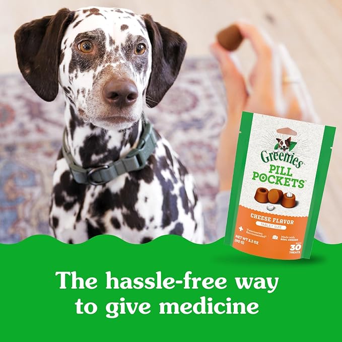 Greenies Pill Pockets for Dogs Large Size, Soft Dog Treats, Cheese Flavor, 7.9 oz. Pouch (30 Treats)