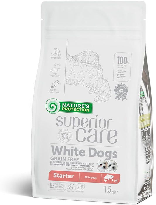 Nature's Protection Superior Care Grain Free Dry Dog Food - for Puppies & Mothers of All Breed Light Coated Dogs - Balanced, Super Premium Food for Puppy - 1 Pack of 3.3lb Salmon