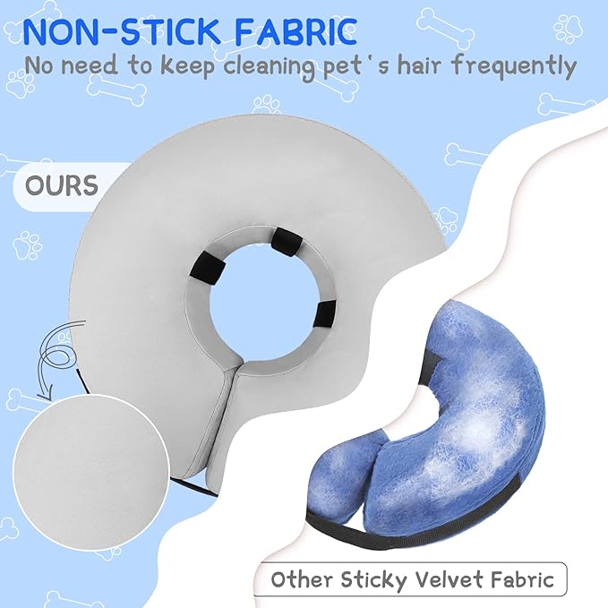 Supet Inflatable Dog Cone Collar for Large Medium Small Dogs, Soft Cone Collar for Dogs Cats, ECollar Doggie Neck Donut Dog Cone Alternative After Surgery
