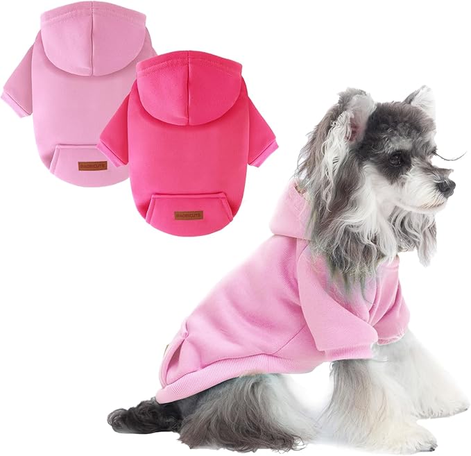 2 Pack Dog Hoodie Warm Hood Dog Sweater Cold Weather Small Dogs Sweatshirt Comfort Pet Clothes for Small Medium Dogs with Pockets Cats Chihuahua Clothes for Male Female Girl Boy Sporty Daily Wear
