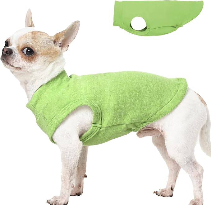 Dog Sweater Fleece Vest - Green, XS - Stretchable Sleeveless | Warm Lightweight Sweatershirt, Pullover Design for Puppy,Chihuahua Clothes,Winter Warm Pet Shirt