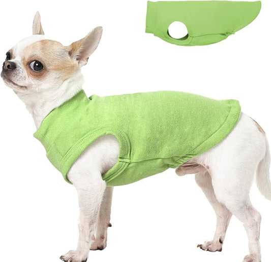 Dog Sweater Fleece Vest - Green, XS - Stretchable Sleeveless | Warm Lightweight Sweatershirt, Pullover Design for Puppy,Chihuahua Clothes,Winter Warm Pet Shirt