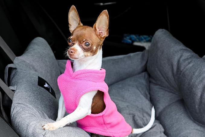 JACKO & CO - Fleece Vest Sweater with Leash Ring - Soft Lightweight Breathable for Puppies Small Medium Dogs, Kitten, Cats, Chihuahua - Warm for Fall/Autumn/Winter (Pink, XS (2-4lbs))