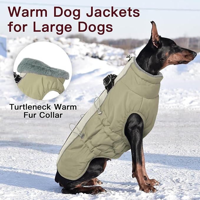 Dog Coat - XS, Warm Zip Up Snowsuit Dog Harness Vest, Reflective Water-Resistant, Apricot