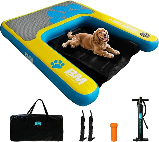 Beyond Marina Dog Pool Ramp - Pup On! Inflatable Water Ramp for Lake Docks Dog Boat Ramps Pup Plank Floating Pontoon Ladder Steps Up to Extra Large Non-Slip EVA Platform