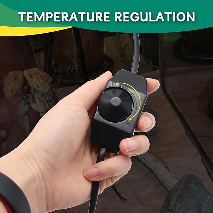 Dual Reptile Deep Dome Lamp Fixture with Temperature Adjustment,Dual Deep Cap Combo Integration Design Heat Lighting Lamp UVB Light with Independent Switches, for Reptile Snake and Tortoise