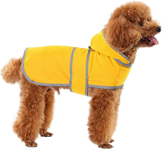 Dog Raincoat Hooded,Waterproof Rain Coat for Dogs with Adjustable Belly Strap,Reflective Strips, Lightweight Slicker Poncho Rain Jacket for Small Medium Large Dogs