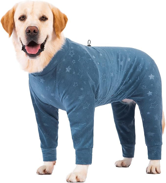 Dog Coats Autumn Winter Jumpsuit for Large Medium Dogs, Warmer Recovery Suit Polar Fleece Dog Bodysuit Lightweight Pajamas Pullover Stretchy Onesie Four-Legged Cold Weather Clothes(7XL, Blue)