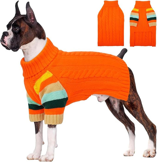 Dog Sweaters Turtleneck, Large Dog Sweater Thick Warm, Stretchy Winter Sweaters for Large Size Dogs, Warm Thick Christmas Dogs Sweater, St Bernard, Great Dane (Orange XXXXXL)