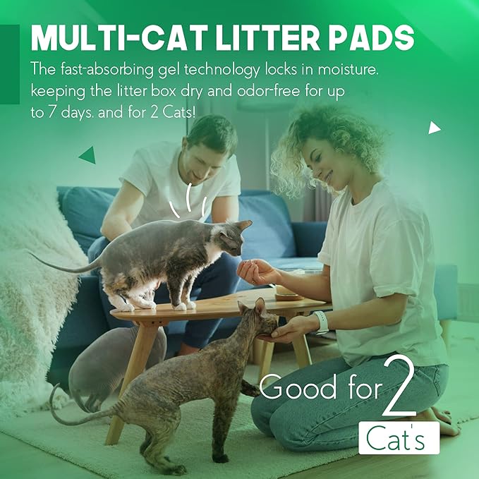 PETSWORLD Multi Cat Pad Refills for Cats Breeze Litter System, Ultra-Absorbent, Quick Dry - (100 Count, Unscented)