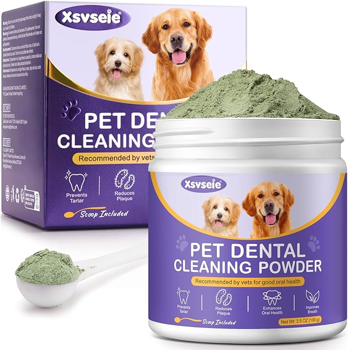 Dog Dental Powder, Dog Breath Freshener, Dog Teeth Cleaning Powder, Dog Dental Care, Plaque & Bad Breath Off Powder Dog, Teeth Cleaning Made Easy Eliminate, Formulated for Small, Medium, Large Dogs