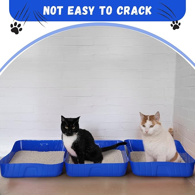 Bokon 25 Pcs Disposable Litter Boxes for Cats Plastic Cat Litter Tray Large Kitten Pan for Kitty Rabbit Guinea Pig Hamster Pets Supplies Travel Home Toilet, 15.7 x 11.8 x 3 Inches(Royal Blue)
