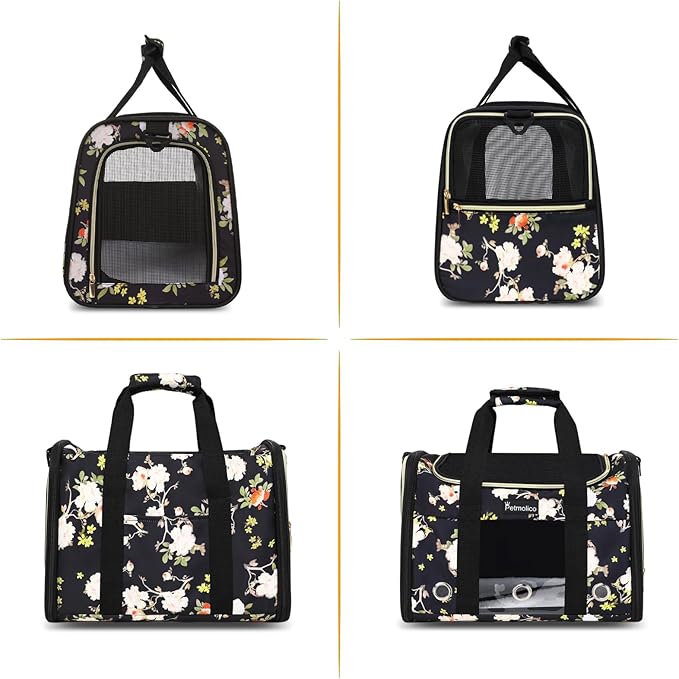 Petmolico Cat Carrier Soft-Sided Pet Bag for Small Medium Cats Puppies 16LBs - Airline Approved Pet Travel Carrier 3 Open Doors (Medium,Mixed Yellow)