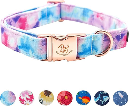 Elegant little tail Dog Collar, Colorful Pattern Pet Collar Durable Cute Dog Collars Fashion Male Female Pet Gift Adjustable Dog Collar for Medium Dogs