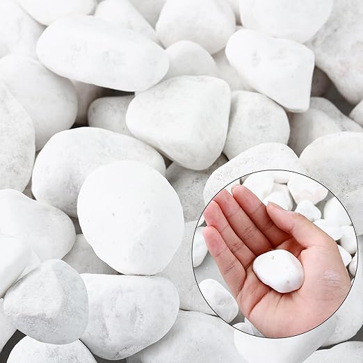 18.7 Lbs Natural River Rocks for Plants 0.6"-0.8" Small White Landscaping Garden Stones White Aquarium Gravel for Decorative Pebbles for Indoor Outdoor Planters
