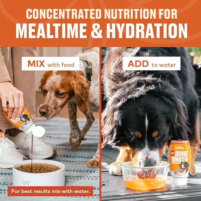 Chicken Bone Broth Concentrate for Dogs - Collagen Protein Supplement for Digestion, Mobility, Coat, Immune System, Joints - Healthy Dog Food Topper - Human Grade, Made in USA (16 oz, 30 Servings)