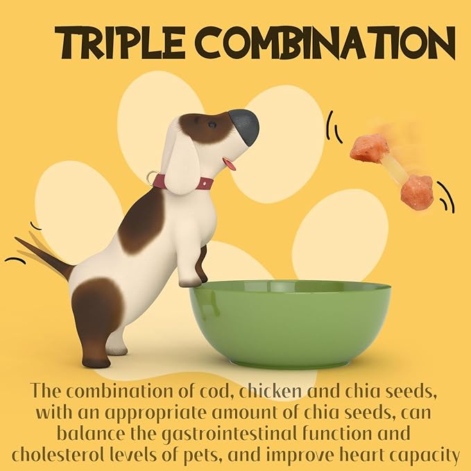 ASMPET Dog Treats Chews, Chicken Wrapped Cod Dumbbell, Rawhide Free & Grain Free Chewy Training Snacks