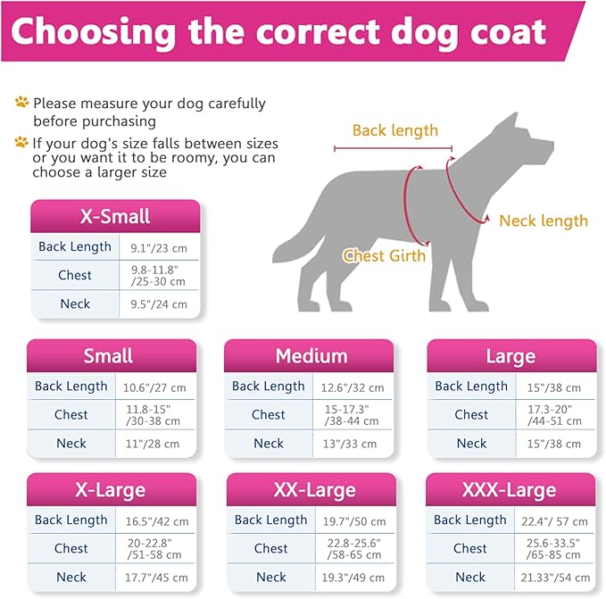 Windproof Waterproof Dog Coat Fleece & Cotton Lined Warm Jacket, Cold Weather Pet Apparel Clothes Vest for Small Medium Large Dog (XS, Pink)