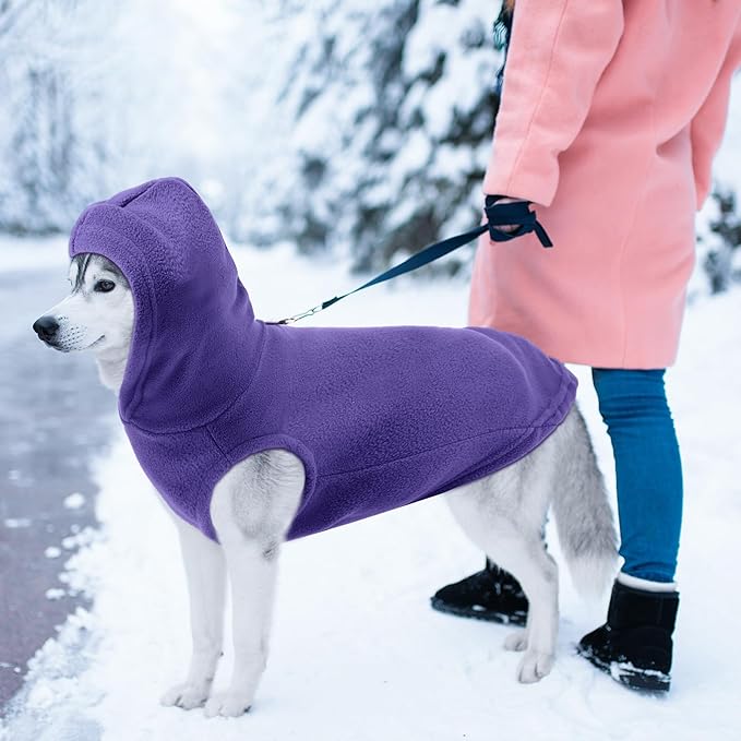 Abbylike 2 Pcs Dog Hoodies with Leash Hole and Pocket Dog Sweatshirt Fall Cold Winter Sleeveless Sweater with Hood Warm Cozy Pet Clothes for Medium Large Pets Puppy Boys Girls (Size XL)