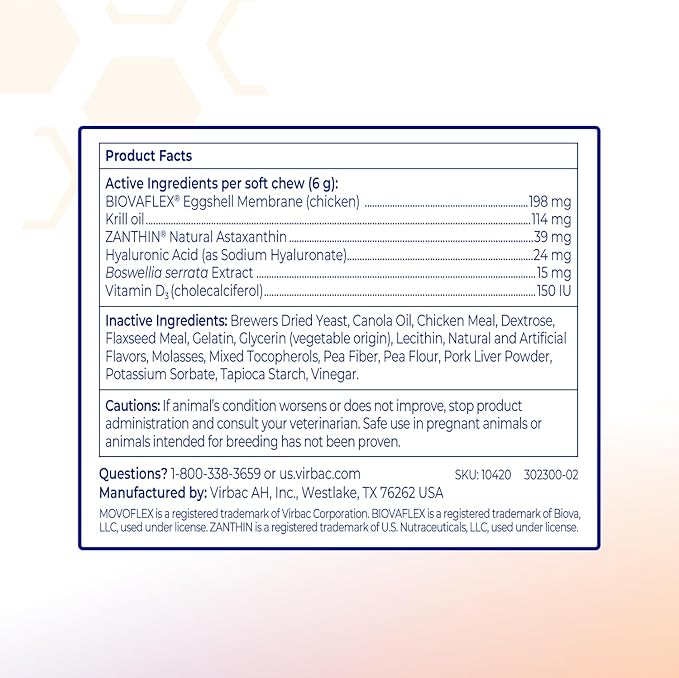 Advanced Soft Chews Hip Joint Support Supplement for Large Dogs 60 Count by Virbac