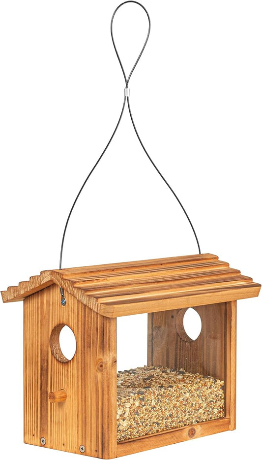 BalterFF Bird Feeders for Outdoors,Wooden Unique Seed Sunflower Food Feeder Blue Cardinal Finch Backyard Platform Balcony Gazebo Tree Fence Wall Mount Effortless Holder Automatic Buddy 6