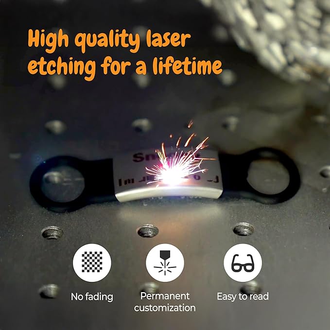 Custom Slide On Pet Tag ID, Fancy Silent Dogs & Cats Personalized No Jingle Engraved Identification Name & Phone Charm for Collar & Harnesses, No Noise for Puppies, Kitties, Horses & Animals