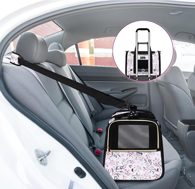 Petmolico Cat Carrier Soft-Sided Pet Bag for Small Medium Cats Puppies 16LBs - Airline Approved Pet Travel Carrier 3 Open Doors (Medium,Mixed Pink)