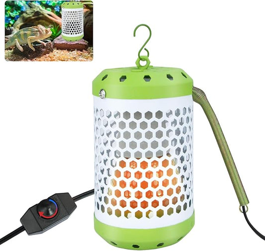 NICENICY Reptile Heat Lamp with Guard, Ceramic Heat Lamp Bulb with Lampshade, Adjustable Reptile Ceramic Heat Lamp Covers Guard with 100 Watt Infrared, No Light Only Heat (Small)