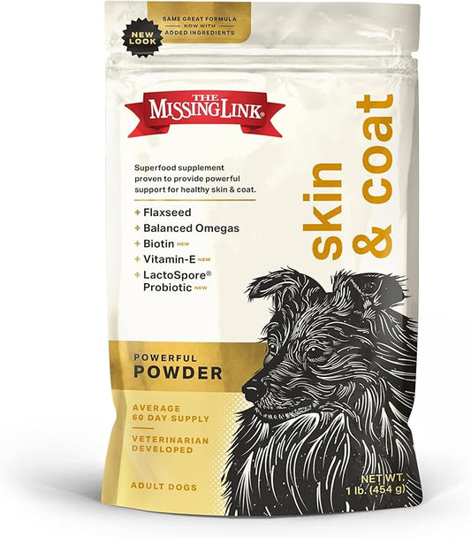 The Missing Link Original All Natural Superfood Dog Supplement- Balanced Omega 3 & 6 to support Healthy Skin & Coat – Skin & Coat Formula – 1 lb.