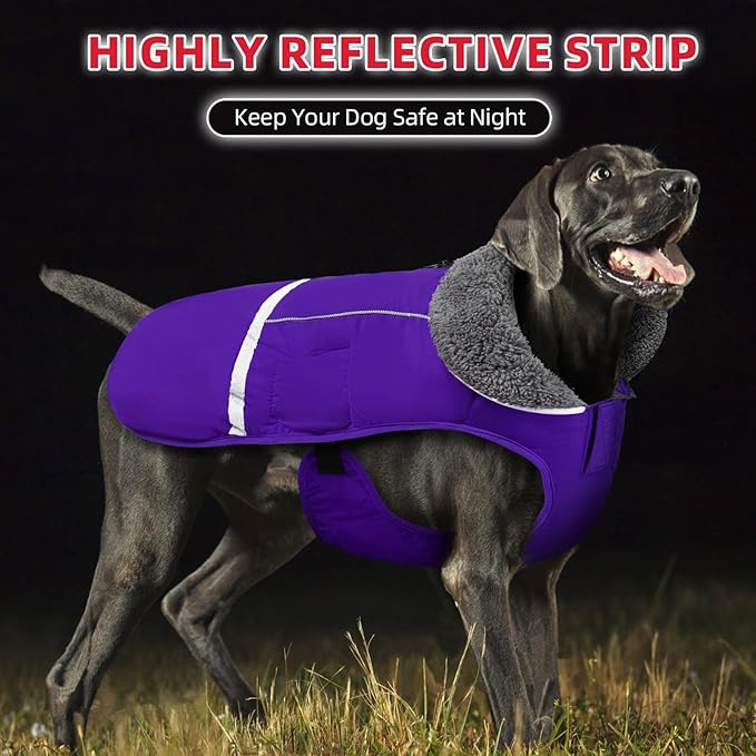 Doglay Dog Coat, Waterproof Dog Jacket Pet Winter Coat for Cold Weather with Thicken Furry Collar, Reflective Puppy Winter Jacket Warm Fleece Lining for Small Medium Large Pets