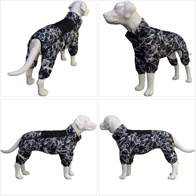 Dog Coat Dog Warm Jacket, 4 Legs Covered Waterproof Windproof Reflective Warm Dog Vest, Zippered Adjustable Outdoor Dog Snow Jacket for Small Medium Large Dogs micai-Black XXXL