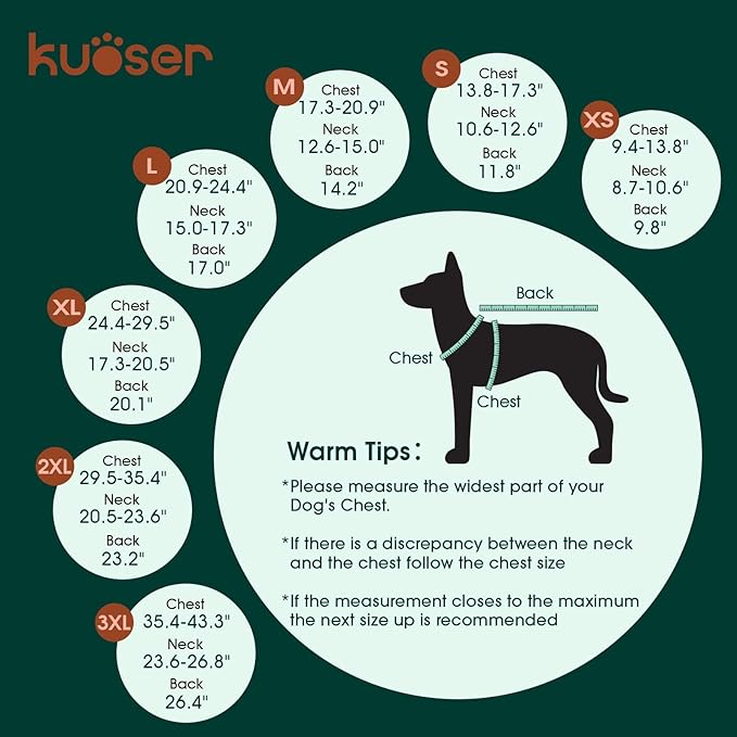 Kuoser Warm Dog Coat, Waterproof Dog Jacket for Extra Large Dogs, Adjustable Durable XL Doggie Winter Coat Reversible Cozy Puppy Cold Weather Apparel from Small to Large Breed, Blue XL