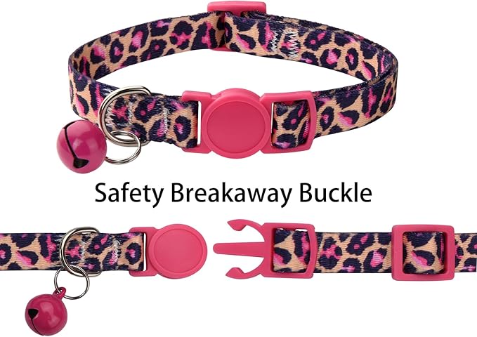 Cat Collar Breakaway with Bells, 3 Pack Girl Boy Pet Cat Collar with Bohemia Floral Tribal Geometric Patterns, Adjustable 7.5-12 Inch, with Safety Buckle for Kitten Cat(Set C)
