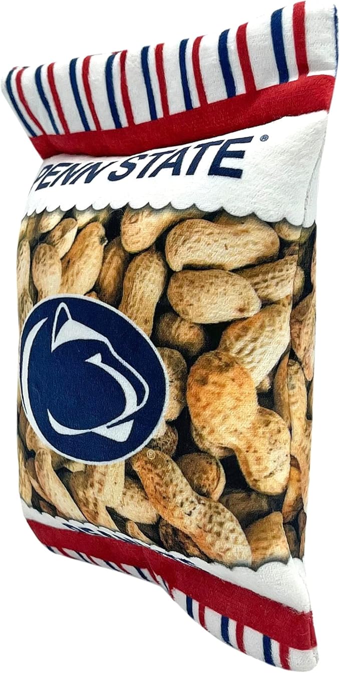 NCAA Penn State Nittany Lions Crinkle FINE Plush Dog & CAT Squeak Toy- Cutest Stadium Peanuts Snack Toy for Dogs & Cats with Inner Squeaker & Beautiful Football/Basketball Team Name/Logo
