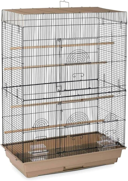 Prevue Pet Products Flight Cage for Multiple Small Birds, Steel Metal and Plastic Cage Home Crate Enclosure for Birds, Standing Birdcage, Brown/Black