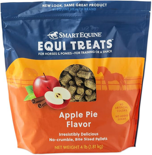 Uckele SmartEquine Equi Treats | Made with Timothy Grass & Sunflower Meal | High-Fiber Horse Treats | Low ESC & Starch | Bite-Sized | No Added Sugar | Cookies for Horses | 4 LB (4 LB, Apple Pie)