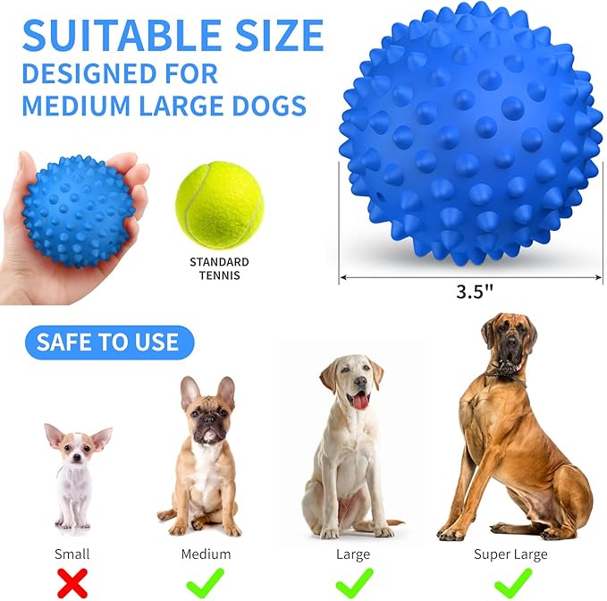 Apasiri Dog Toys for Aggressive Chewers, Dog Balls, Dog Balls for Aggressive Chewers, Squeaky Ball for Dogs, Dog Toys for Aggressive Chewer Large Breed Bacon Flavor 2 Pack