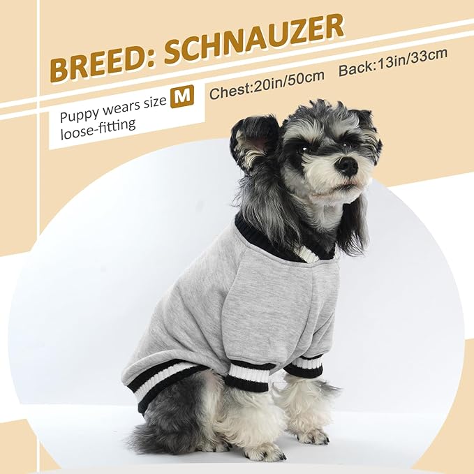 FUAMEY Dog Pullover Sweatshirt，Dog Winter Sweaters Warm Dog Clothes Dog Vest Thick Puppy Pullover Soft Pet Fleece Sweater Cute Doggie Boy Girl Outfit for Small Medium Dogs Grey M